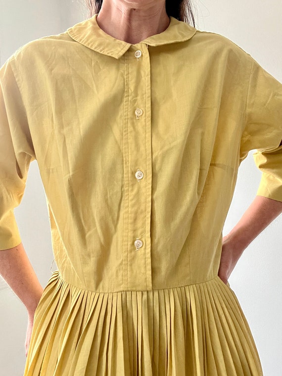 Vintage 50s yellow shirtdress size small, summer … - image 2