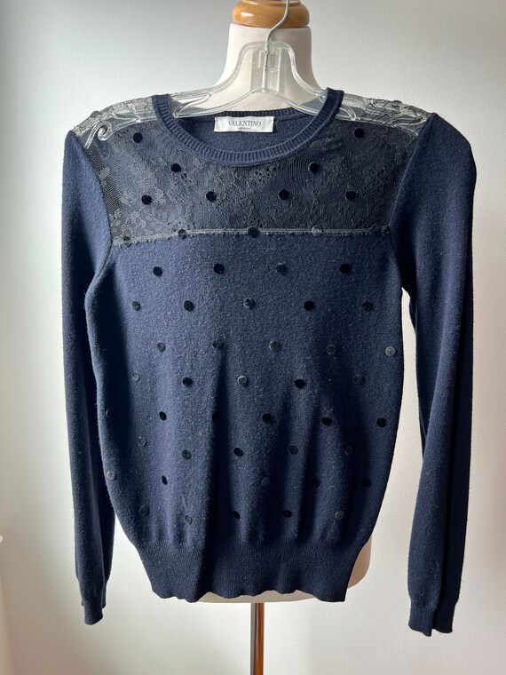Valentino lace and polka dot cashmere wool sweate… - image 2