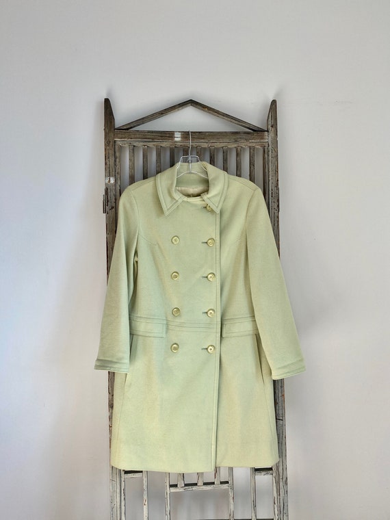 Vintage 60s mint green mod coat, pastel green dou… - image 8