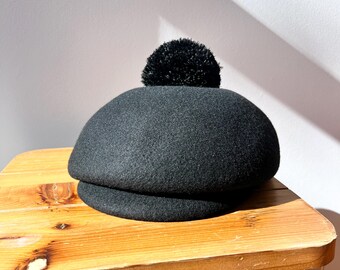 Vintage Eugenia Kim Wool Beret With Brim and Feathered Pom  display picture 1