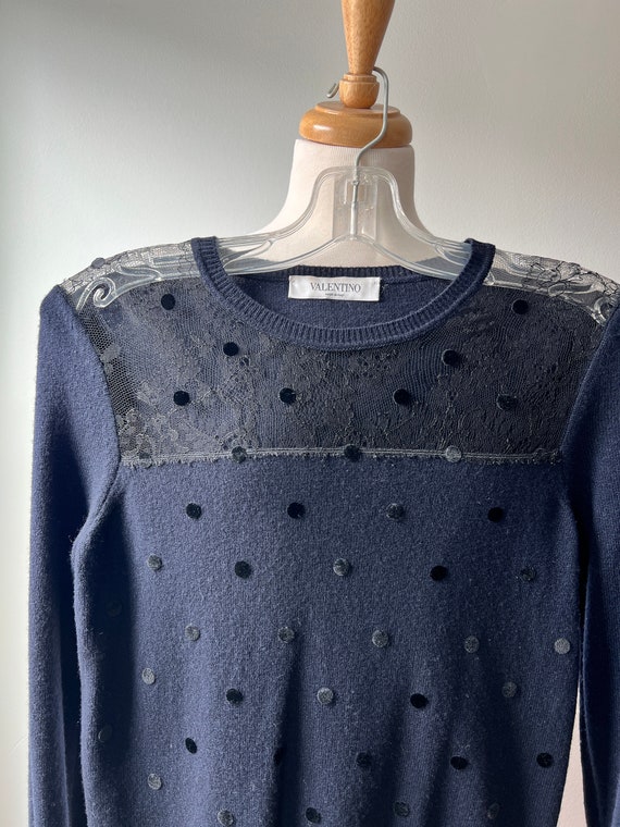 Valentino lace and polka dot cashmere wool sweate… - image 3