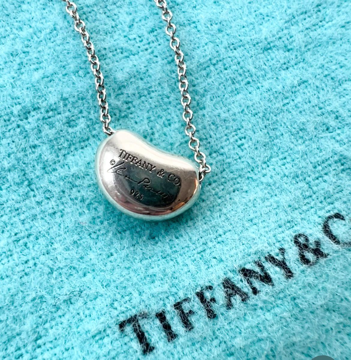 Tiffany & Co Elsa Peretti Bean Necklace, Sterling Silver Pendant