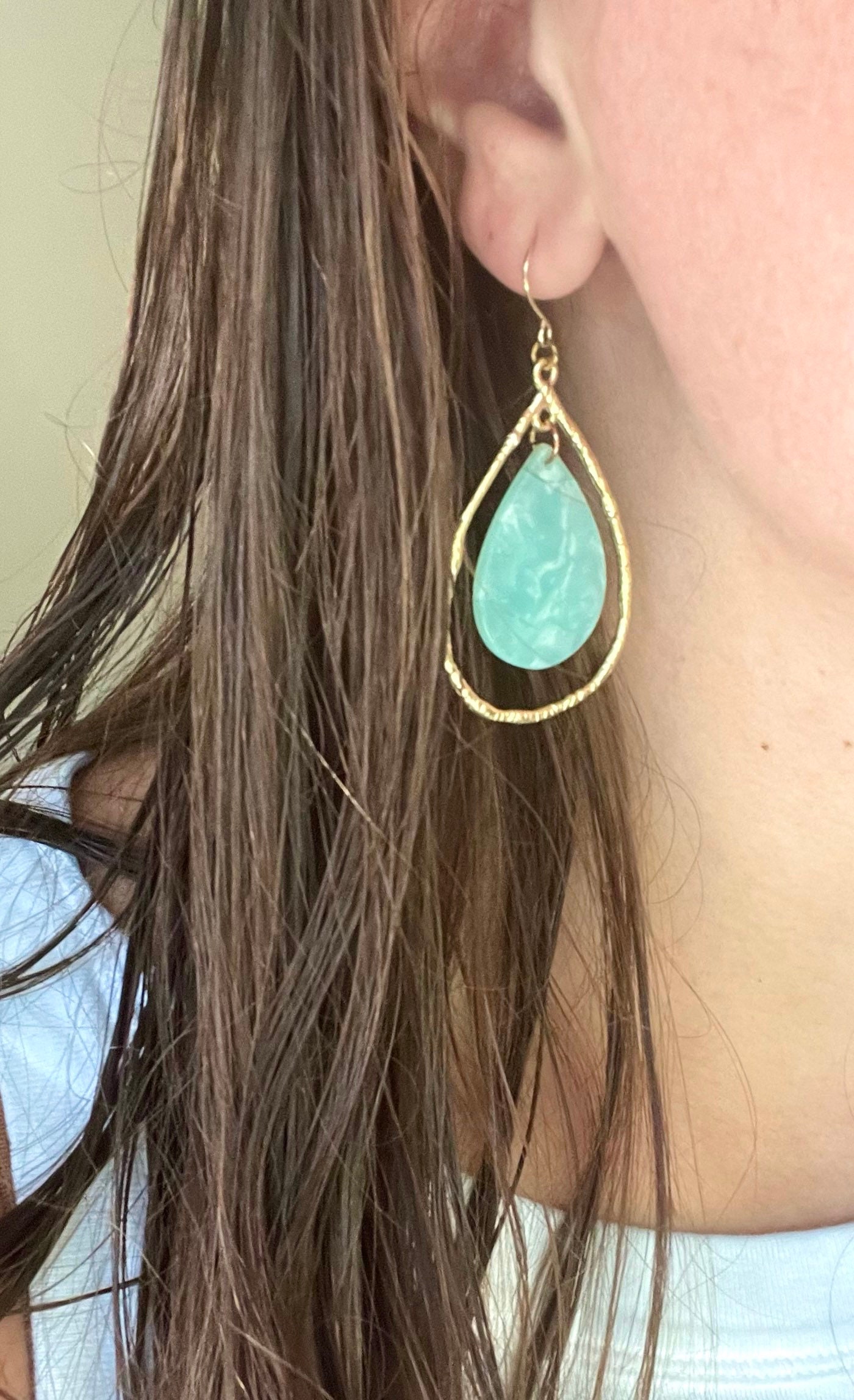 Light Blue and Gold Tortoise Shell Acetate Earrings - Etsy