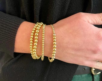 Tarnish-Free Gold Beaded Stretch Bracelet Set