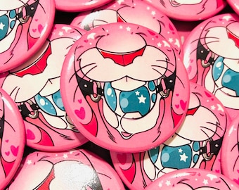 Furry: Bunny Ball Gag Pinback Button Badge