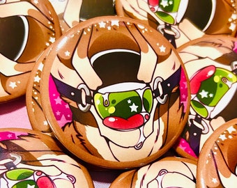 Furry: Deer Ball Gag Pinback Button Badge