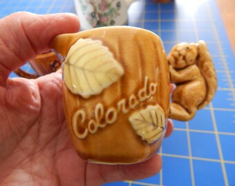 Super Cute Colorado Souvenir Creamer - Vintage Chipmunk Aspen Leaf Creamer from Colorado