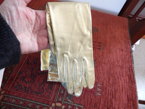 Fabulous Fownes Gold Lamé Long Gloves Size Large … - image 6