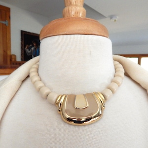 Napier Book Piece 1986 Sahara Sands Runway Statement Gold Plated Enamel & Resin Choker