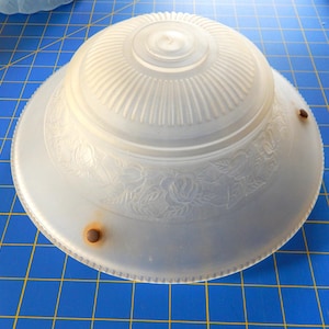 Lovely Antique Glass Ceiling Light Shade -  Frosted Glass Cut Flower 11&quot; Ceiling Diffuser Shade with Old Hardware