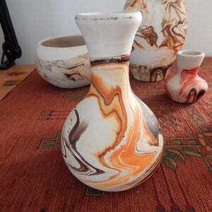 Lovely Nemadji Pottery Vase - Brown, Rust, Black, Orange Swirl Nemadji Indian Pottery Vase