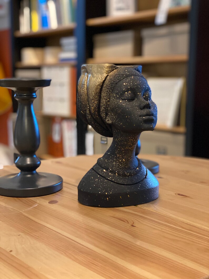 Goddess Head Face Bust Flower Vase/ Bust Mayra Black Gold Etsy UK