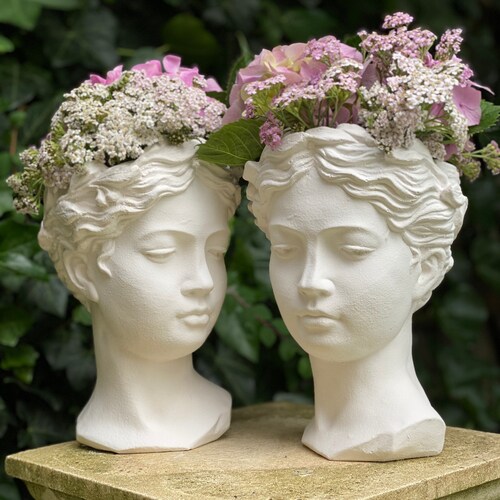 Goddess Grecian Head Face Bust Flower Vase/pot White Etsy UK