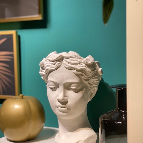 Goddess Grecian Head Face Bust Flower Vase/pot White Etsy UK