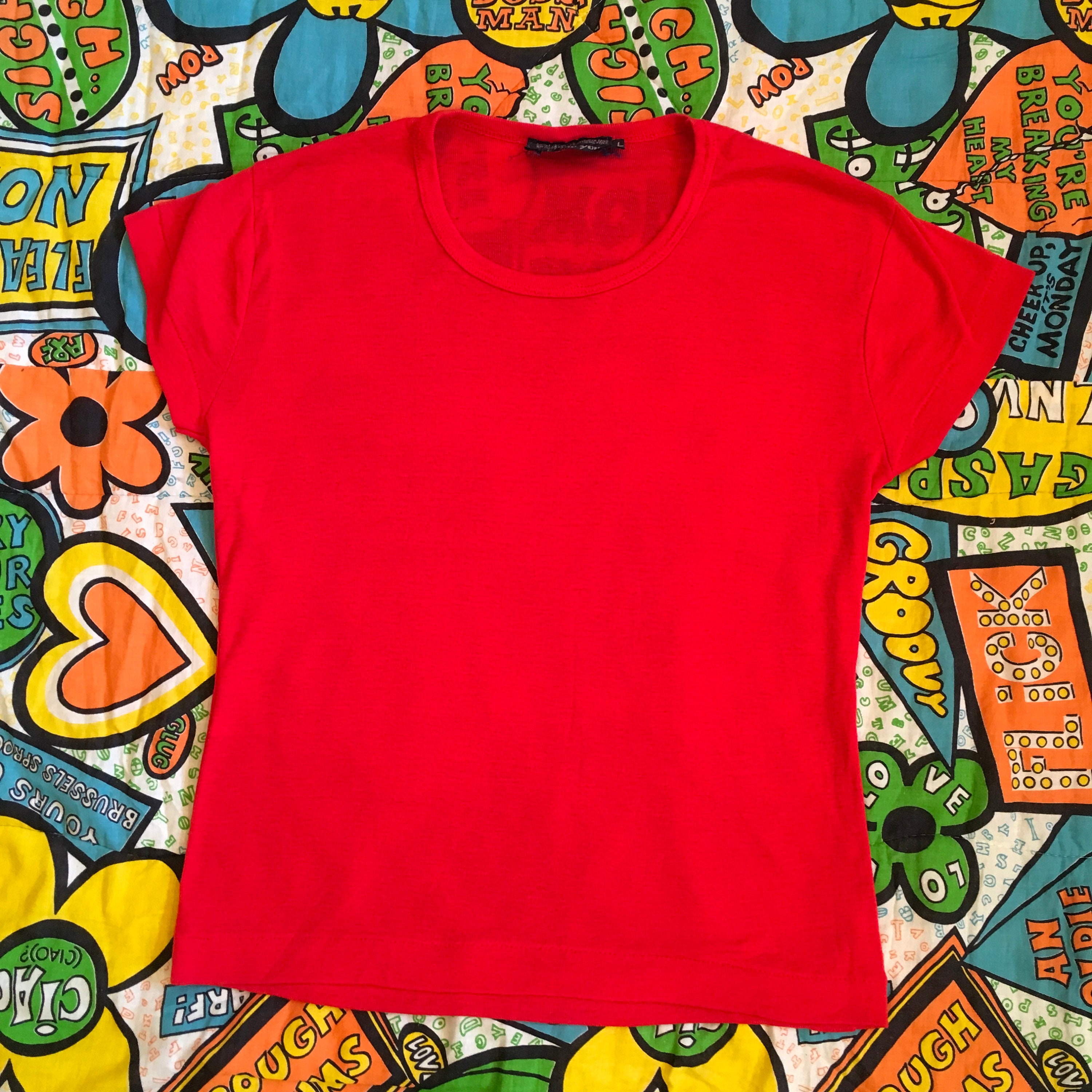 red cap shirt