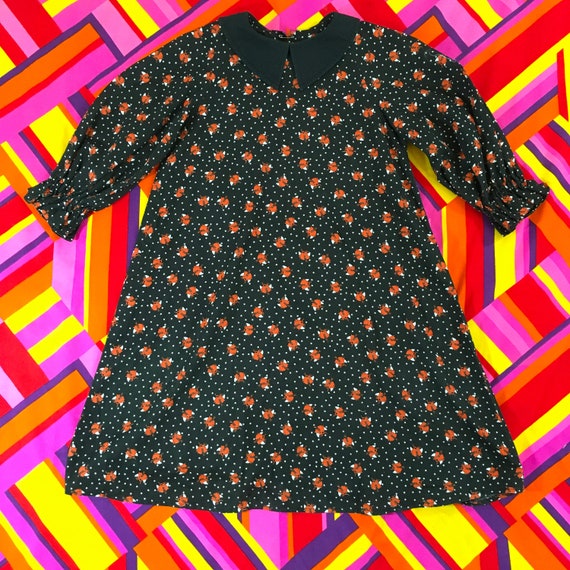 Vintage Black Collared Halloween Witch Dolly Dress