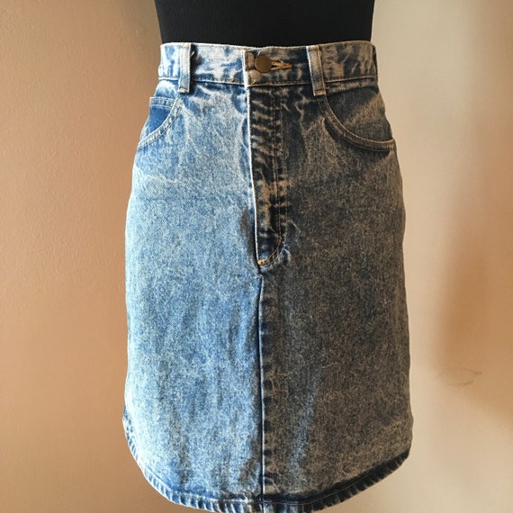 Vintage Acid Wash High Waisted Jean Skirt 1980s Denim Prezzia | Etsy