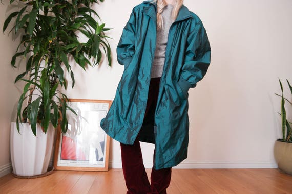 Forest Green Long Windbreaker Coat / Long Windbrea