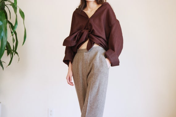 Gray Brown Wool Trouser / 80s Wool Pants / Vintage