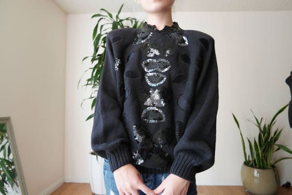 black sequin sweater