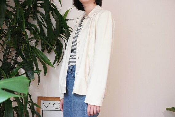 90s Ivory Silk Jacket / Casual Silk Jacket / Silk