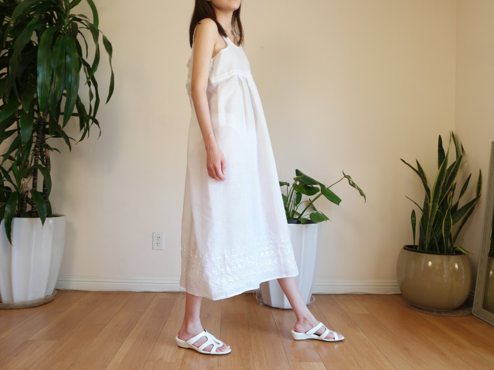 White Cotton Slip / Vintage White Slip / Woven Cotton Slip Etsy