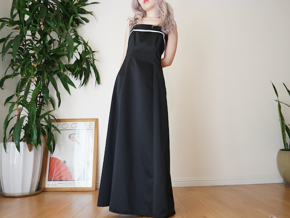 90s Black Prom Dress / Vintage Black Evening Dress
