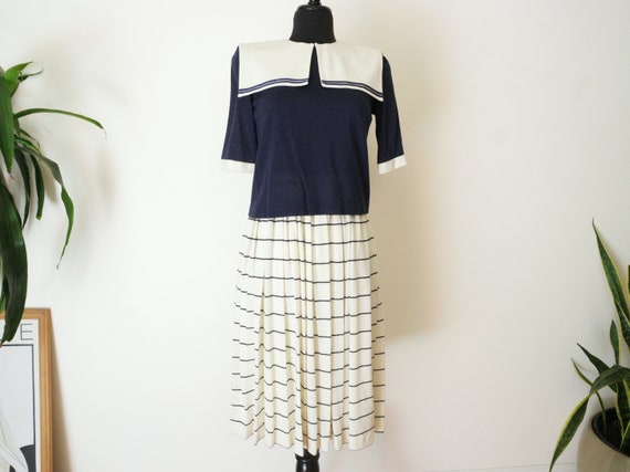 Vintage Sailor Dress / 80s Japanese Sailor Dress /