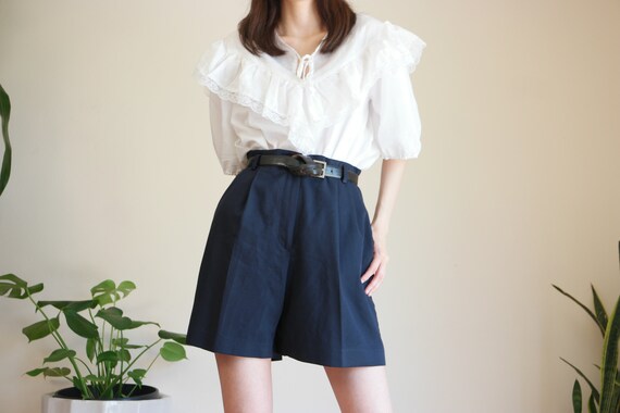 navy blue high waisted shorts