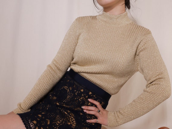 gold mock turtleneck