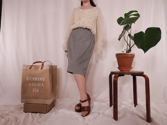 Black and White Houndstooth Skirt | Viscose Blend