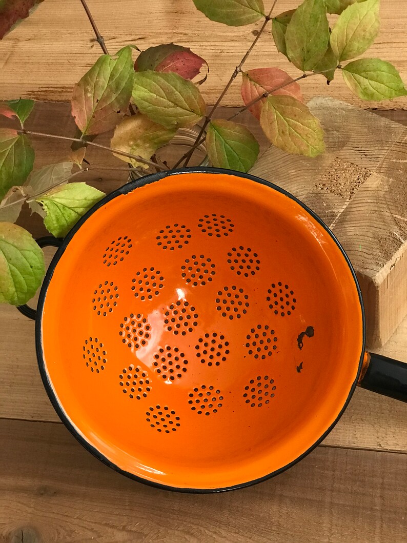 vintage enamelware colandervintage strainerretro enamelwaremade in Poland