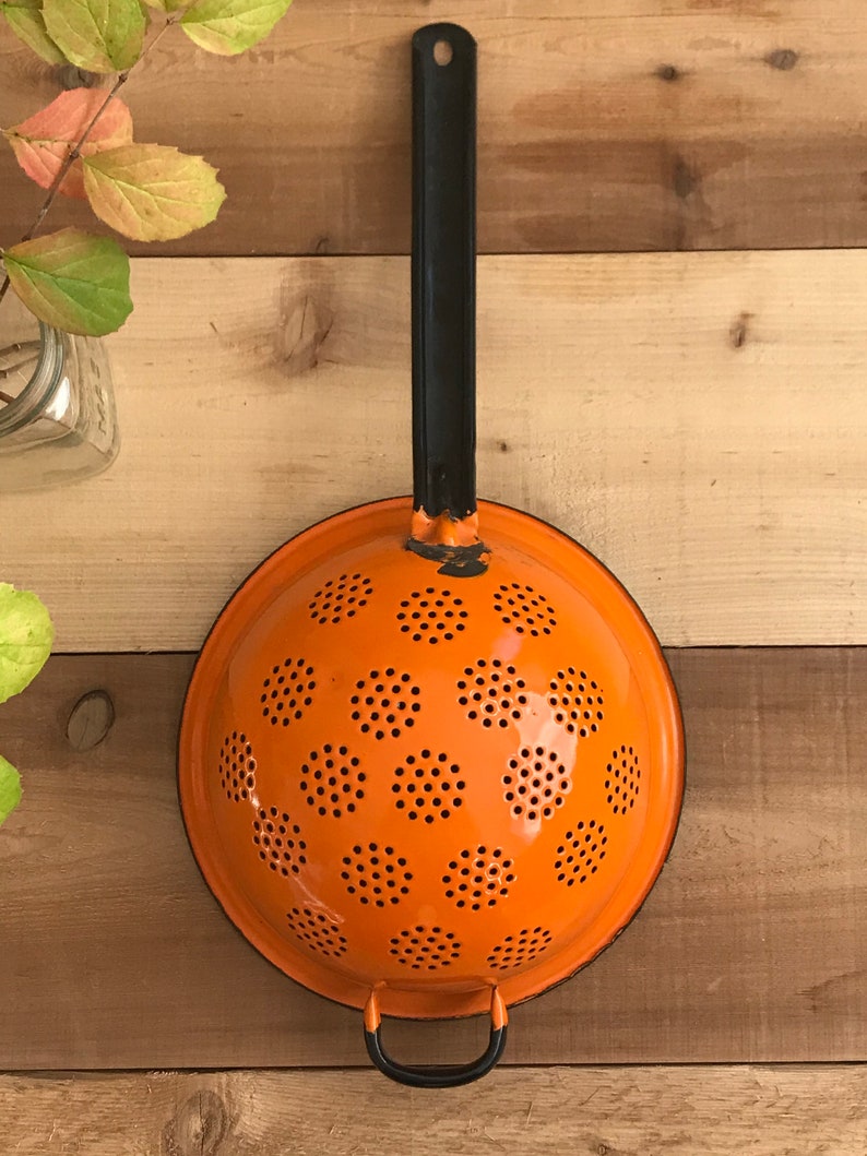 vintage enamelware colandervintage strainerretro enamelwaremade in Poland