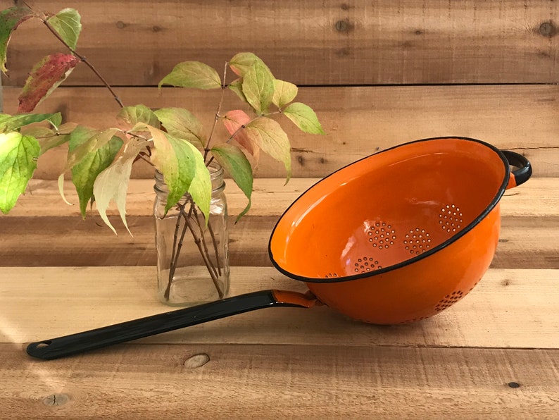 vintage enamelware colandervintage strainerretro enamelwaremade in Poland
