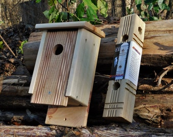 Single Bluebird House and Peanut Butter/Suet Feeder Combo