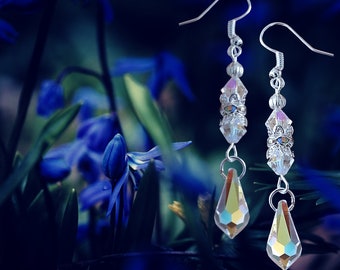 Swarovski Crystal Earrings -Long Crystal Teardrop Earrings-Christmas Gift Earrings-Birthday Gift-Elegant Crystal Earrings -Any Occasion Gift