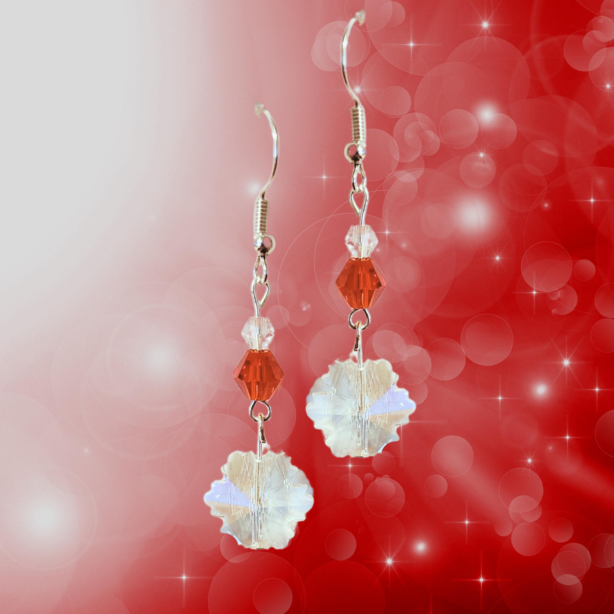 Crystal Snowflake Earrings-Christmas Snowflake Earrings-Mother's Day Gift-Easter Earrings-Birthday Gift - Fun Crystal Earrings - MANY COLORS - Thumbnail 3