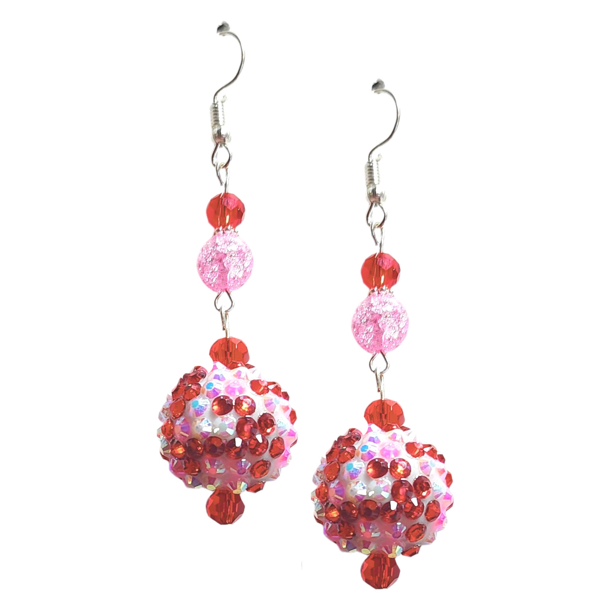 Valentine's Day Rhinestone Earrings -Elegant Rhinestone Earrings -Mother's Day Gift-Kawaii Earrings -Red Crystal Earrings - Valentine's Gift - Thumbnail 2