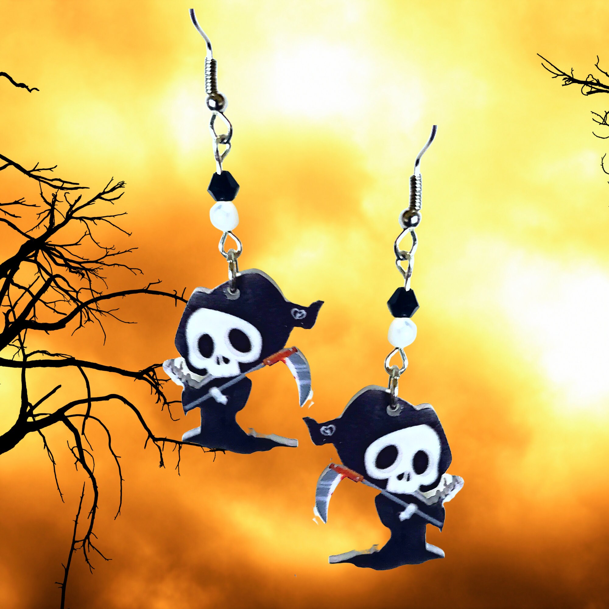 Halloween Earrings - Pumpkin Earrings - Black Cat Earrings - Reaper Earrings - Witch Earrings-Ghost Earrings-Pirate Earrings-Kawaii Earrings - Thumbnail 5