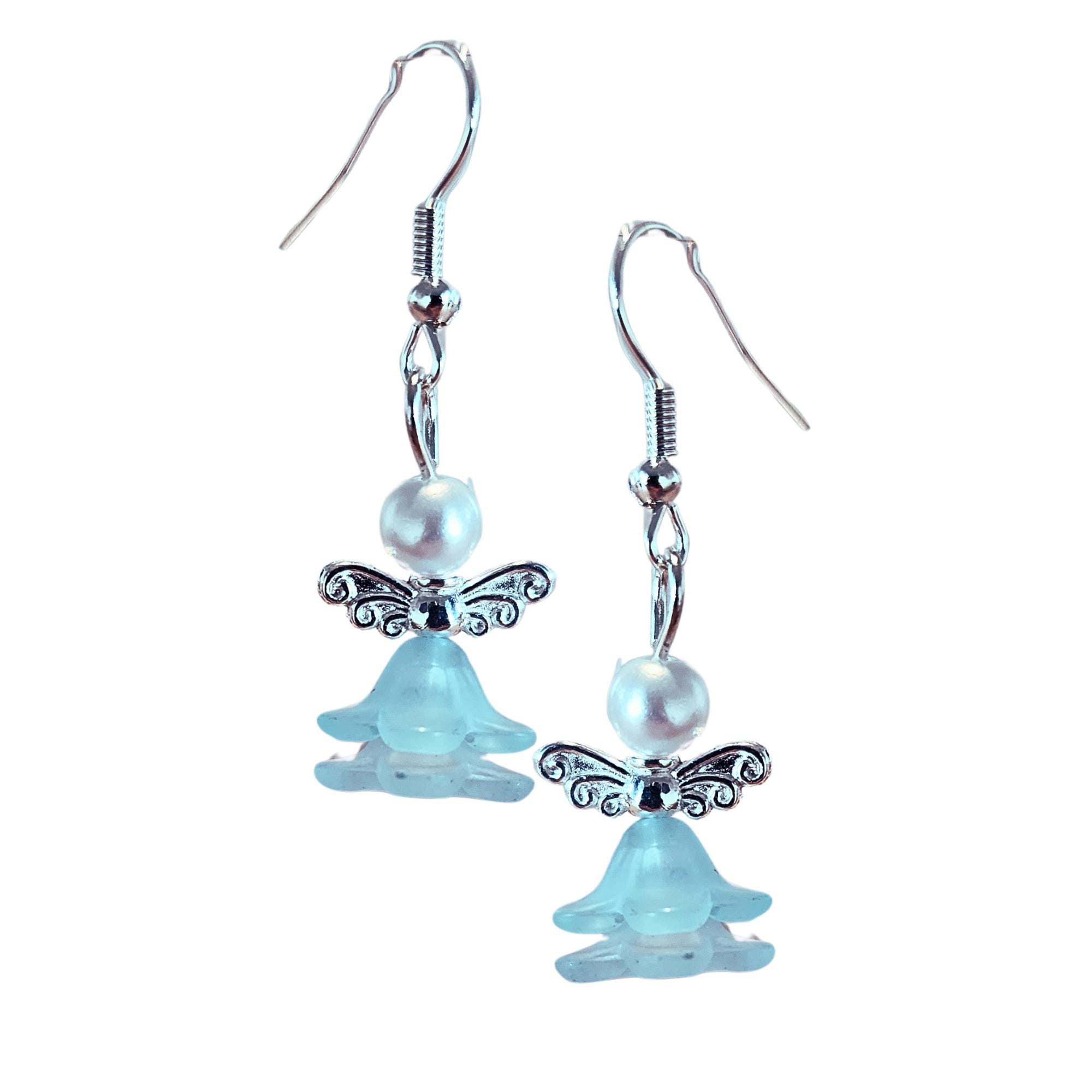Colorful Angel Earrings - Dancing Skirt Angel Earrings - Pearl Angel Earrings - Christmas Gift - Easter Gift - Birthday Gift -Religious Gift - Thumbnail 3