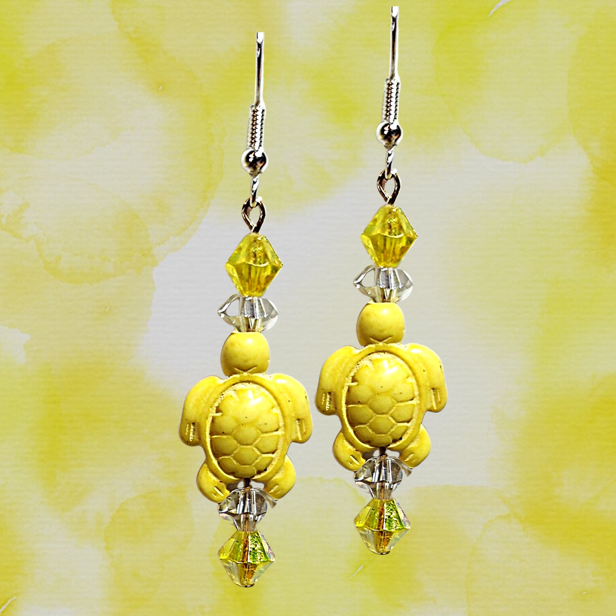 Turtle Lovers Howlite Earrings - MANY COLORS - Sea Life Earrings-Ocean Earrings - Girls Gift Earrings - Kawaii Earrings-Dangle Sea Earrings - Thumbnail 4