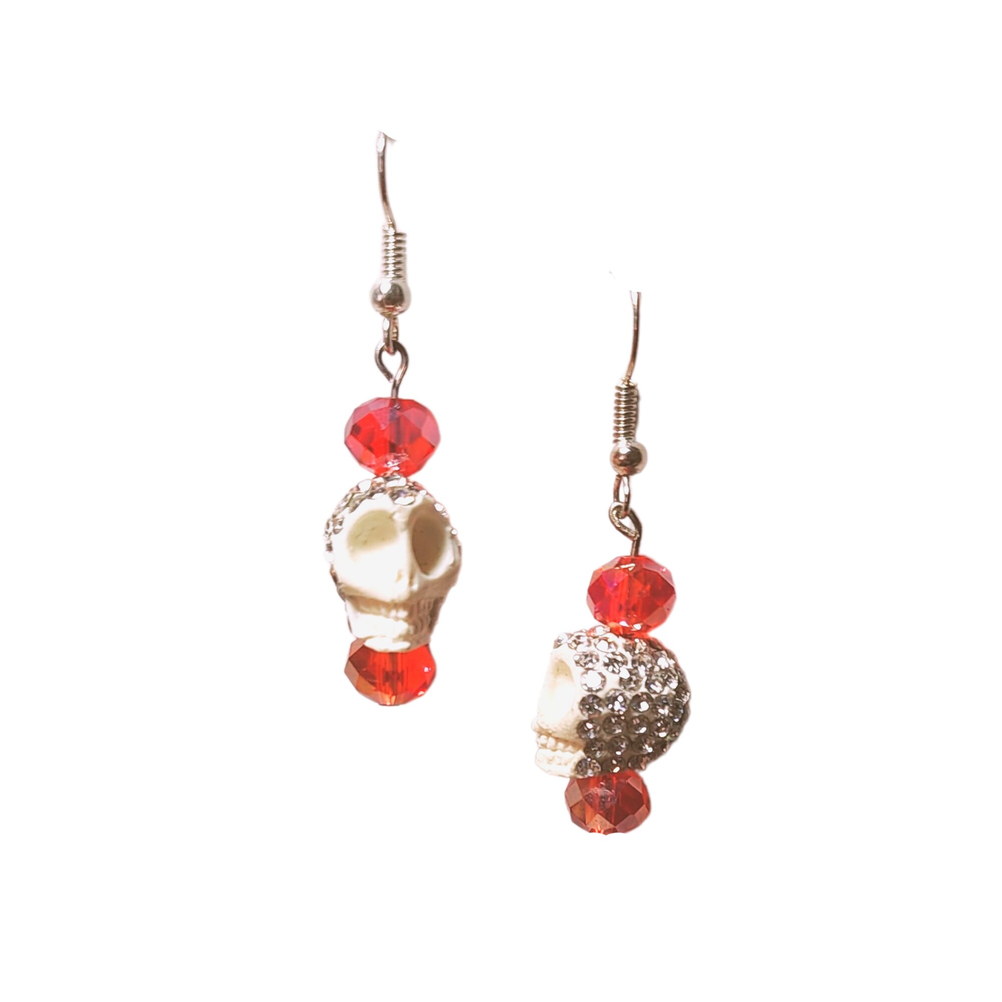 Halloween Earrings - Kawaii Earrings - Crystal Skull Earrings - Sparkly Halloween Earrings - Orange Crystal Earrings - Halloween Gift - Thumbnail 2
