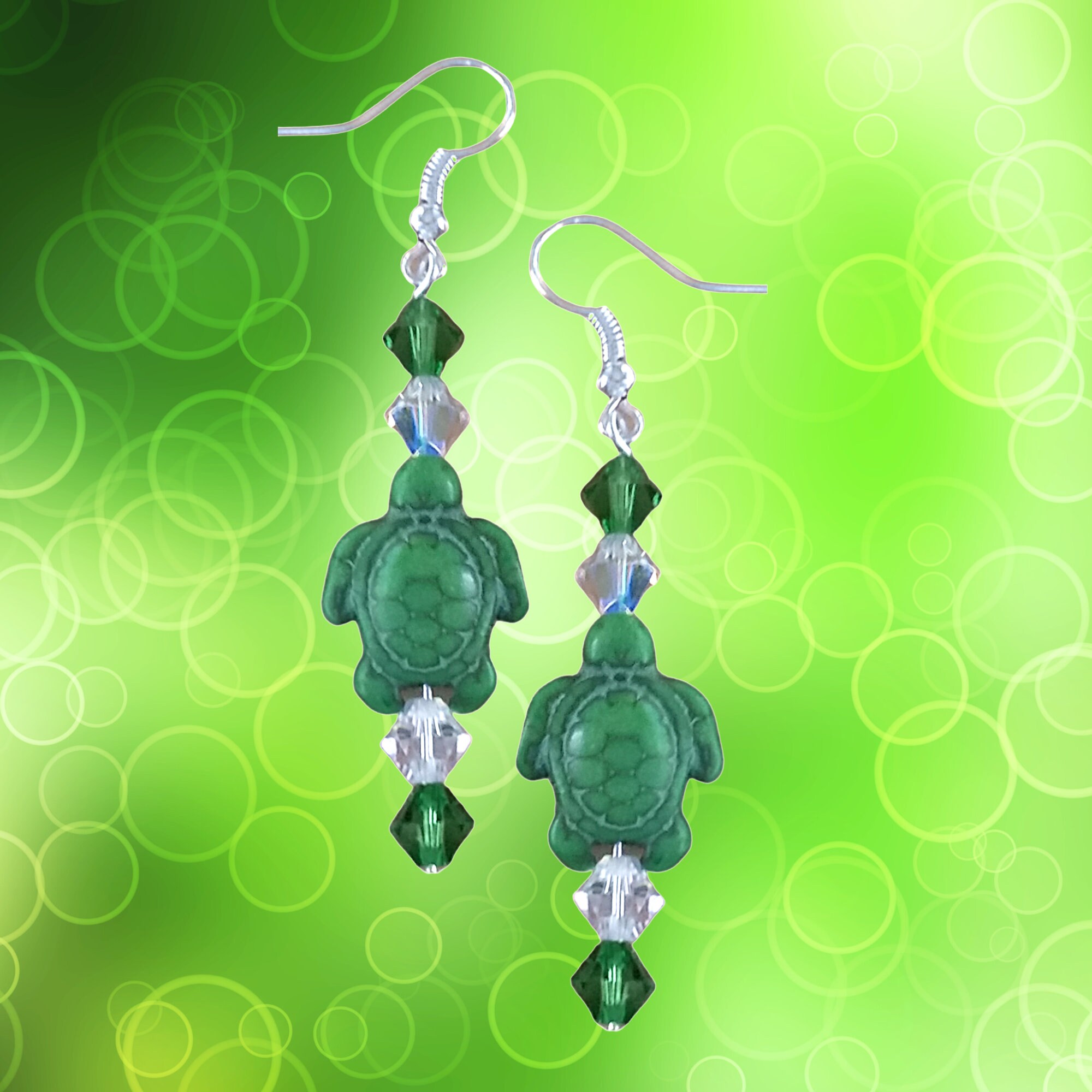 Turtle Lovers Howlite Earrings - MANY COLORS - Sea Life Earrings-Ocean Earrings - Girls Gift Earrings - Kawaii Earrings-Dangle Sea Earrings - Thumbnail 6