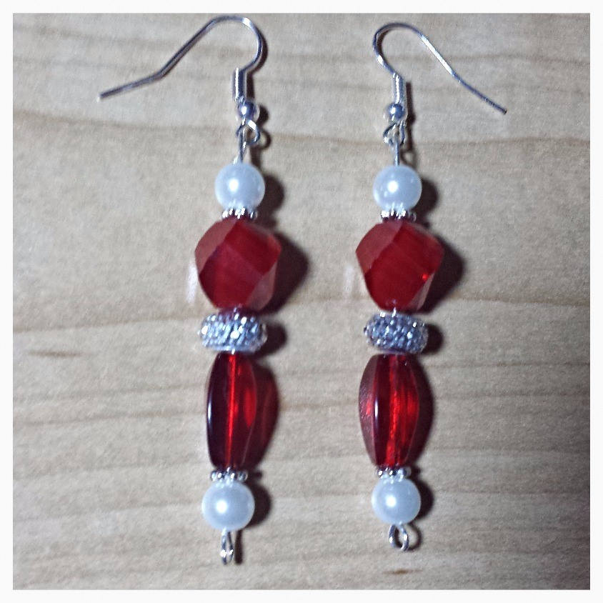 Red Crystal Earrings - Pearl Earrings - Valentine's Day Gift - Christmas Earrings - Birthday Gift - Elegant Statement Earrings - Made in USA