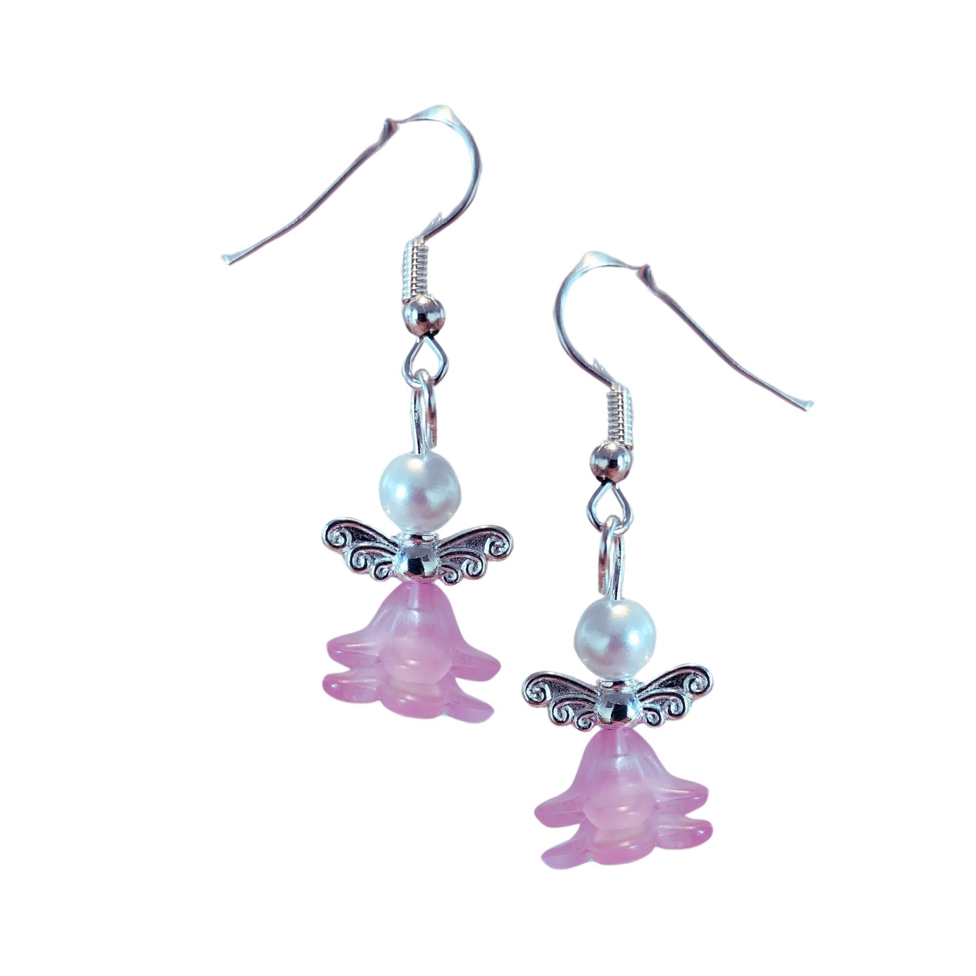 Colorful Angel Earrings - Dancing Skirt Angel Earrings - Pearl Angel Earrings - Christmas Gift - Easter Gift - Birthday Gift -Religious Gift - Thumbnail 7