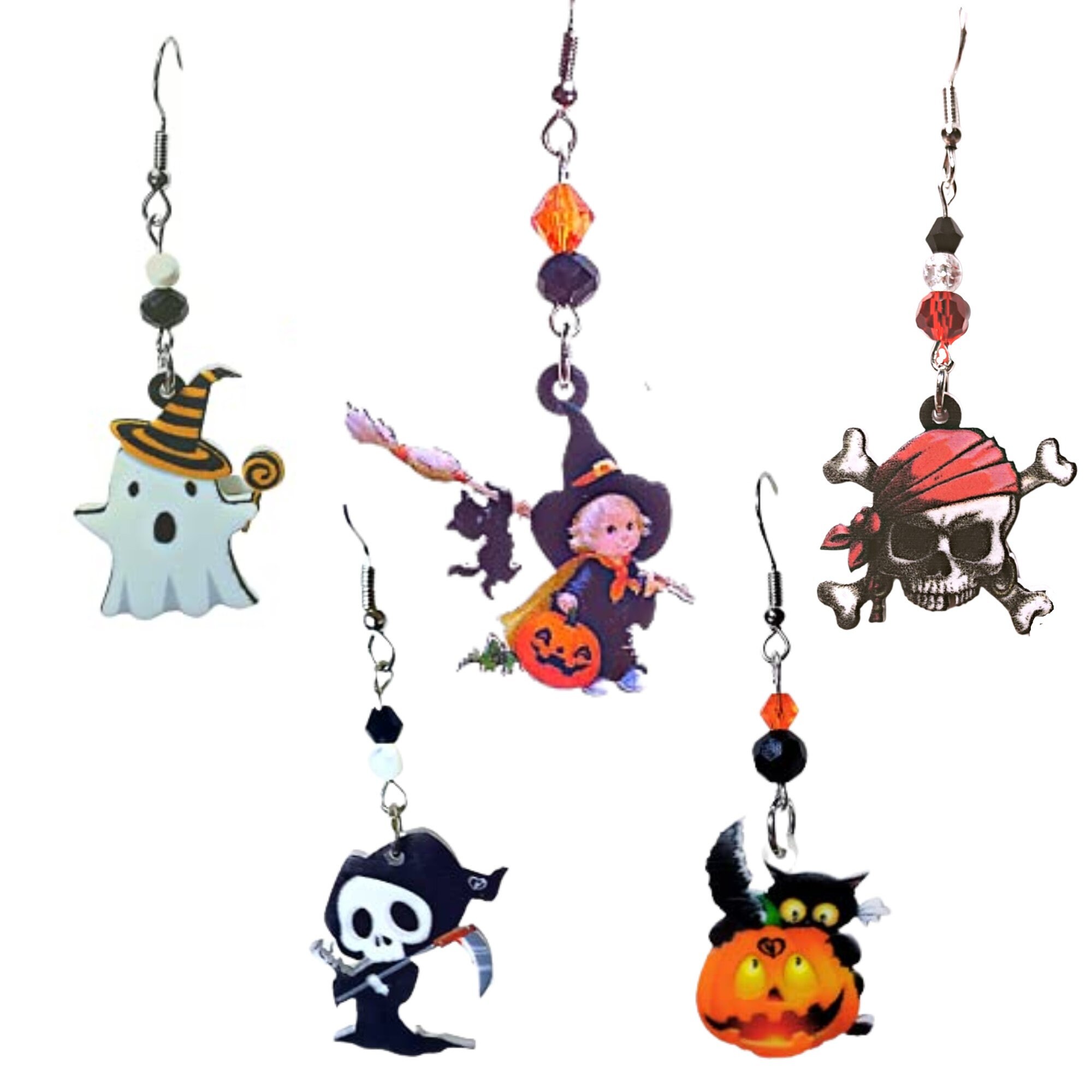 Halloween Earrings - Pumpkin Earrings - Black Cat Earrings - Reaper Earrings - Witch Earrings-Ghost Earrings-Pirate Earrings-Kawaii Earrings - Thumbnail 7