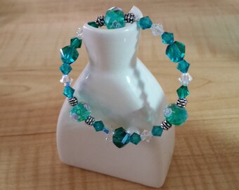 Teal Green Crystal Handmade Bracelet - Teal Green Chunky Bracelet -Christmas Gift - Birthday Gift- Bracelet Gift - Teal Crystal Bracelet