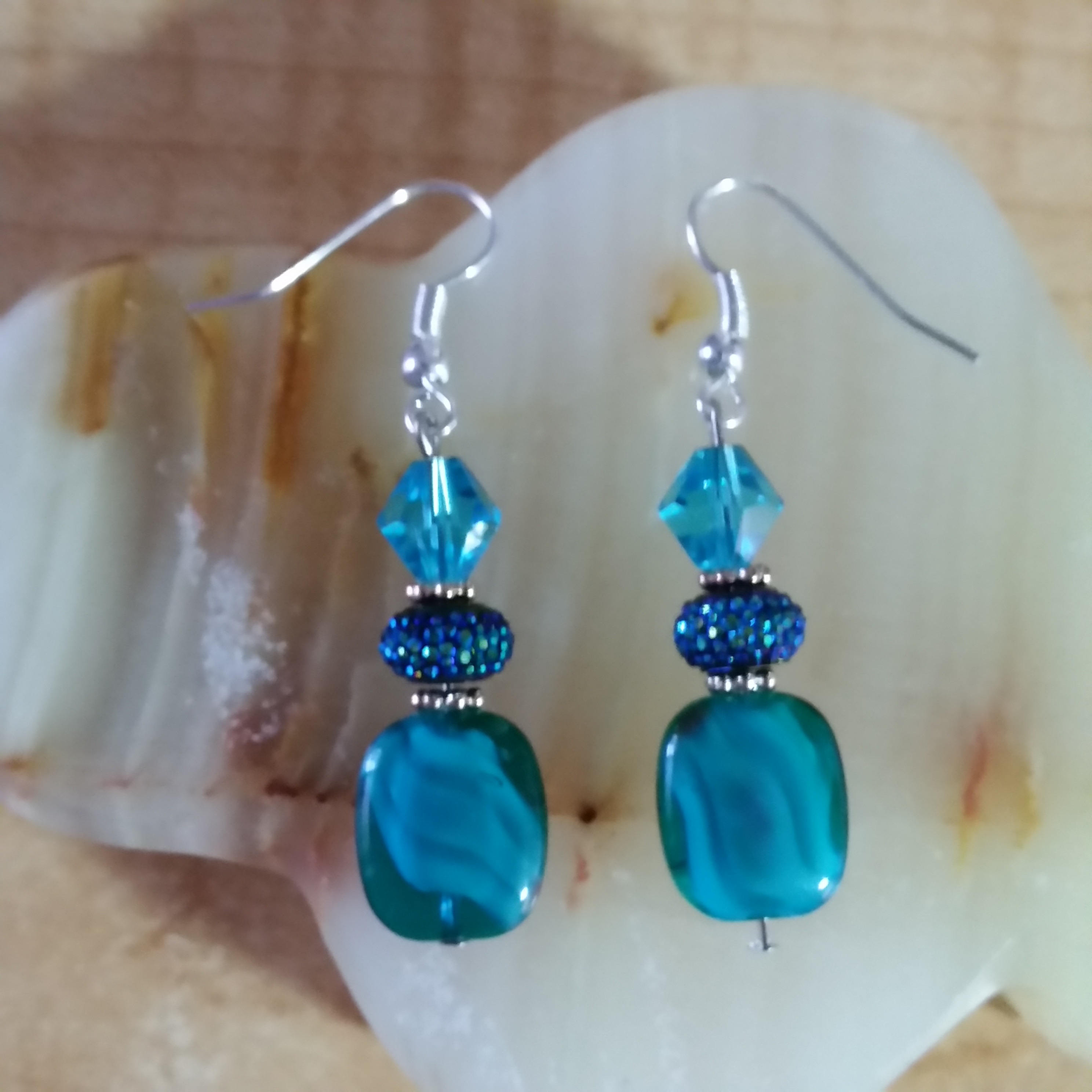 Aqua Crystal Earrings - Elegant Dangles - Gift Earrings - Birthday Gift - Made in USA   Teal Crystal Earrings - Blue Crystal Earrings - Thumbnail 4