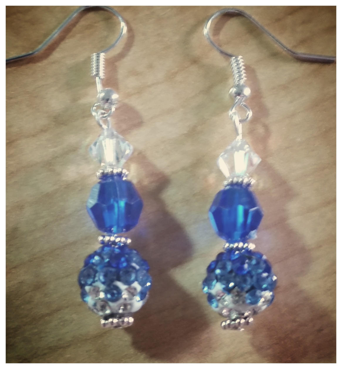 Blue Crystal Hook Earrings - Christmas Gift for Her - Birthday Gift Earrings - Dangle Earrings - Statement Earrings - Thumbnail 5