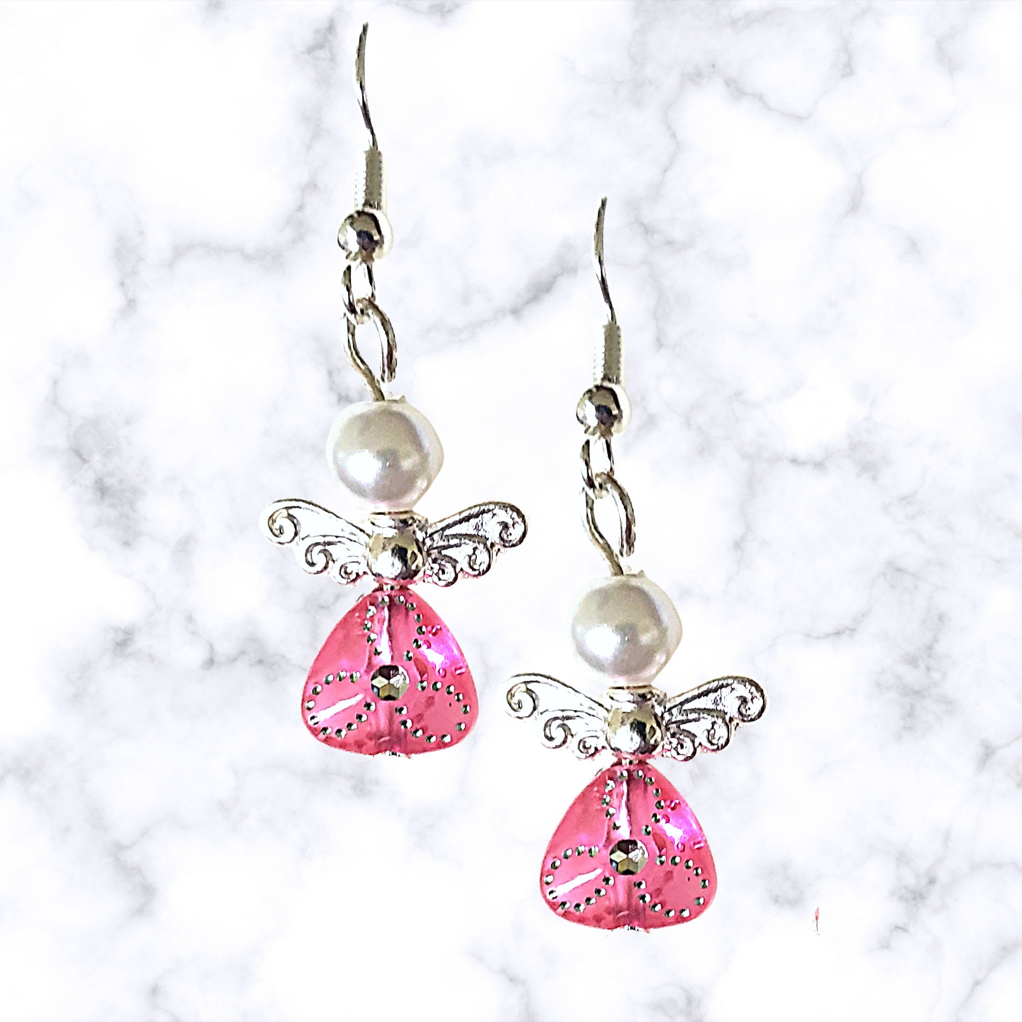 Colorful Angel Earrings - Crystal Angel Earrings - Christmas Gift - Easter Gift - Birthday Gift - Religious Gift - Handmade in USA - Thumbnail 2